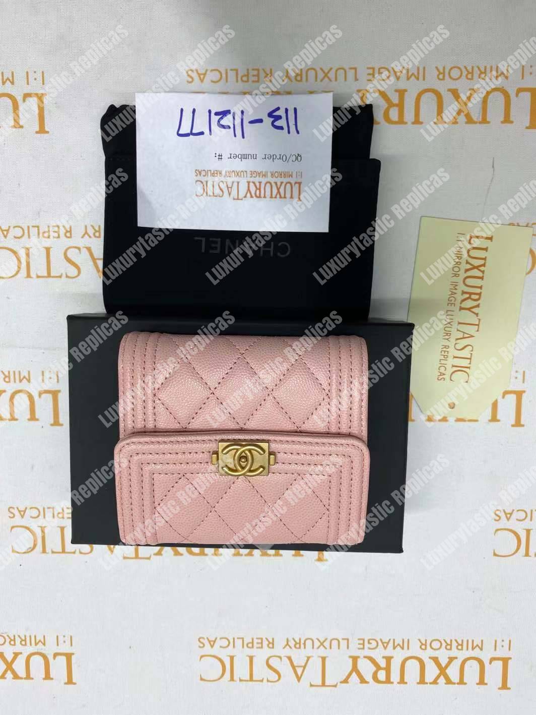 Ch*el boy small flap wallet pink