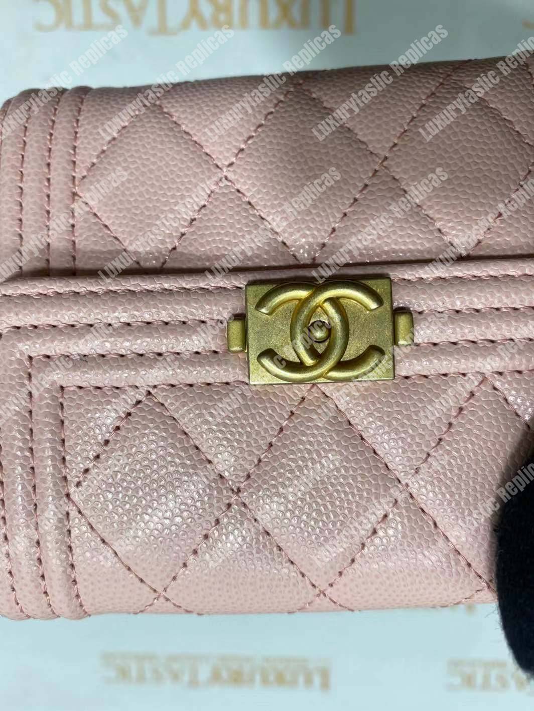 Ch*el boy small flap wallet pink