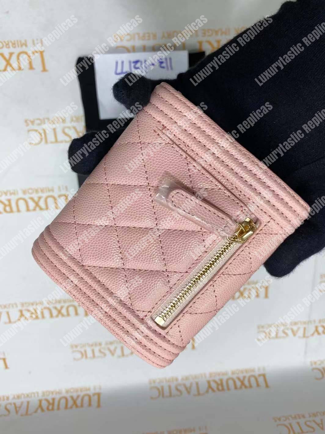Ch*el boy small flap wallet pink