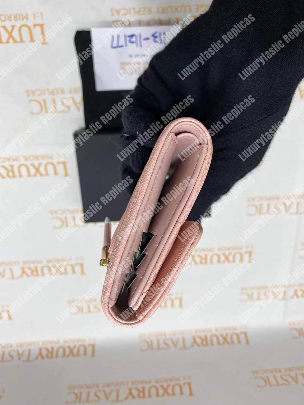 Ch*el boy small flap wallet pink