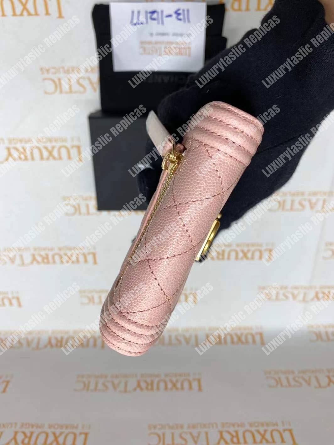 Ch*el boy small flap wallet pink