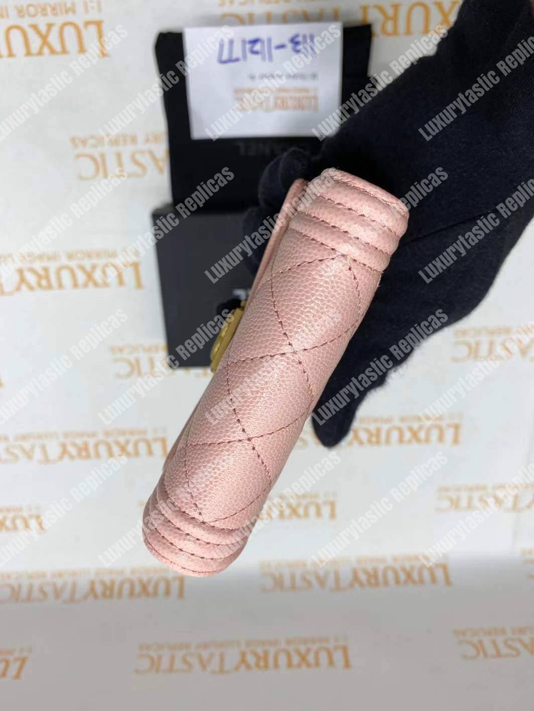 Ch*el boy small flap wallet pink