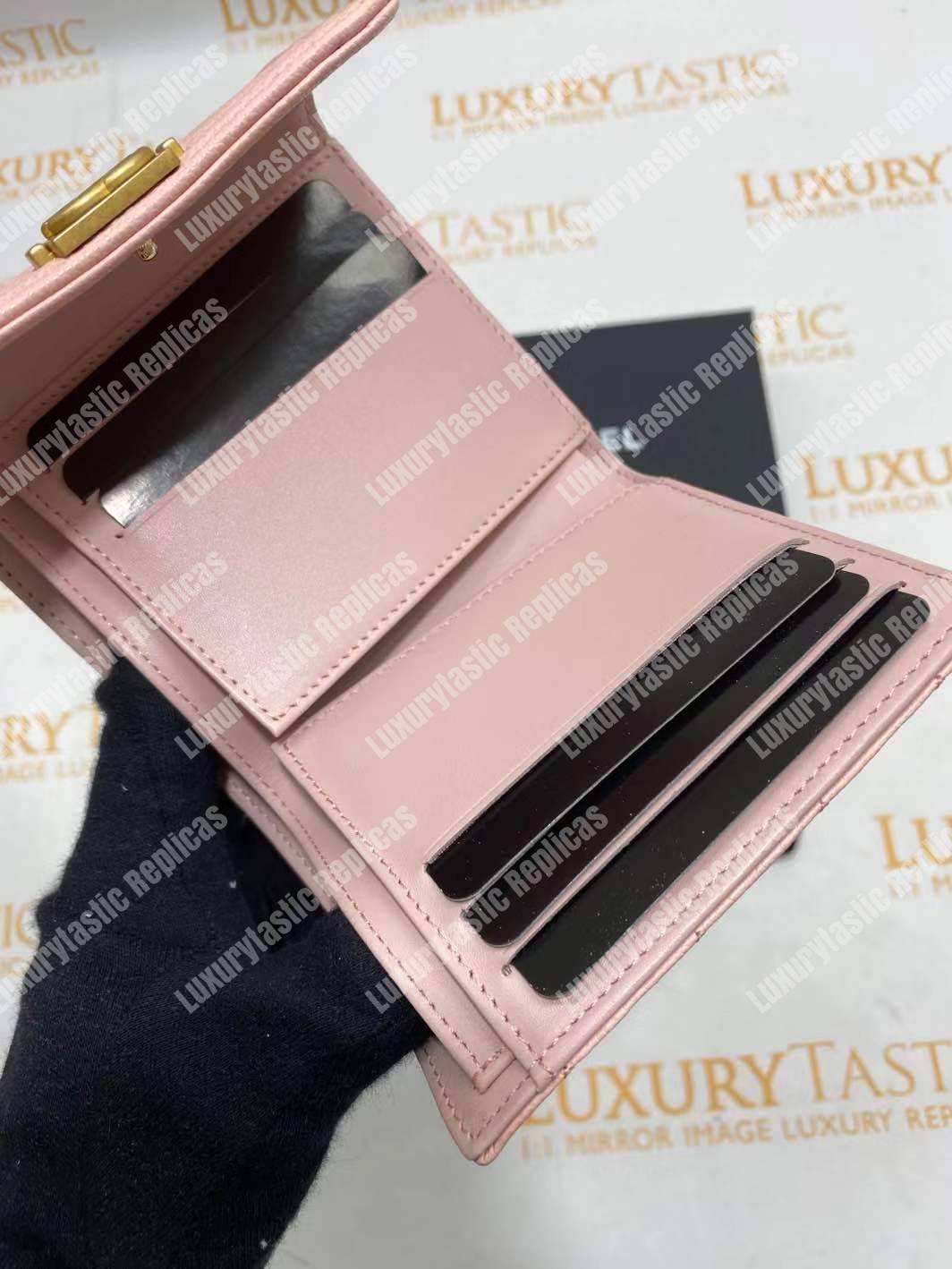 Ch*el boy small flap wallet pink