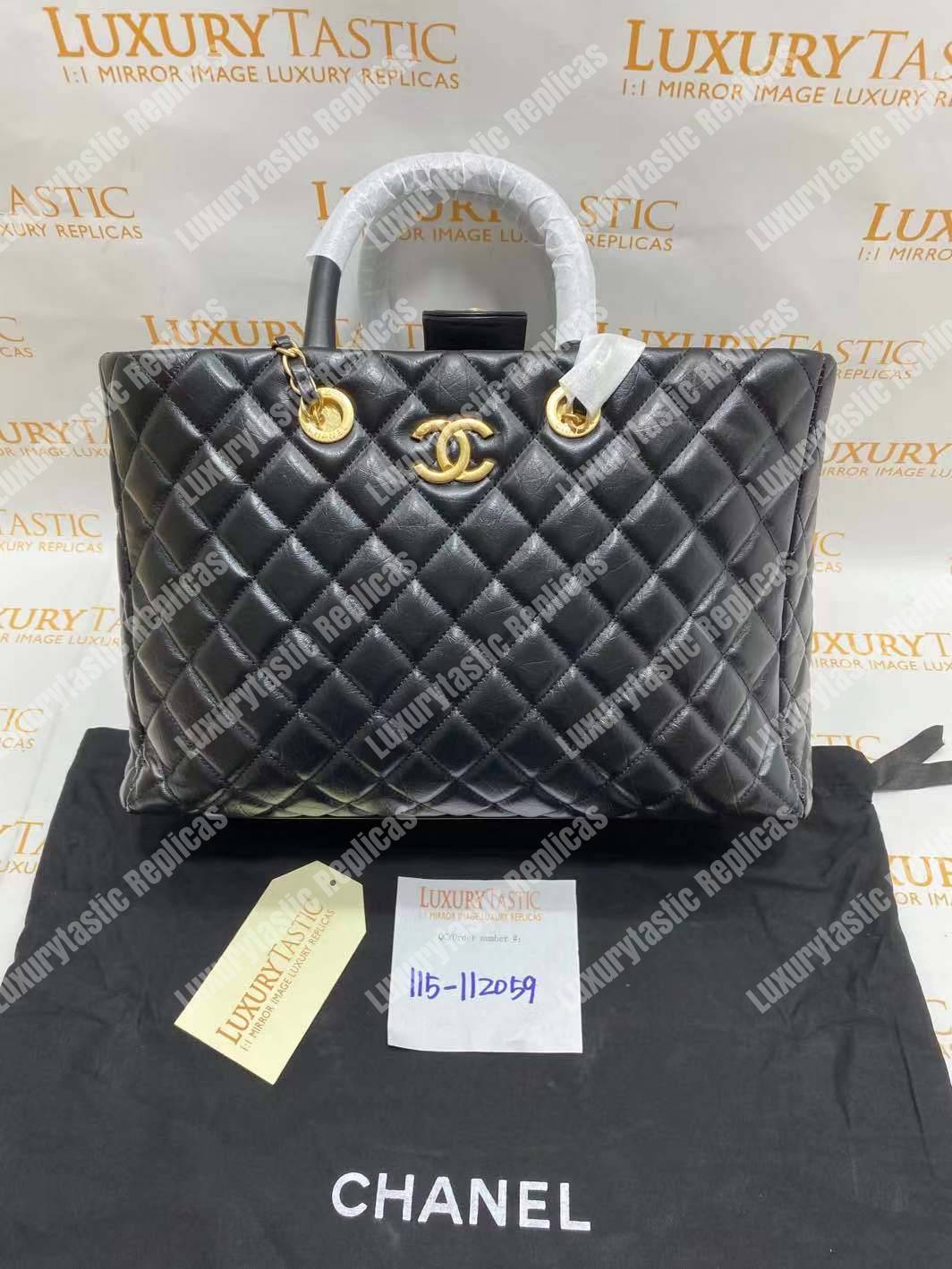 Ch*el large shopping bag black (38cm)