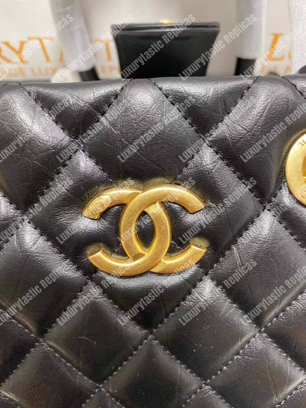 Ch*el large shopping bag black (38cm)