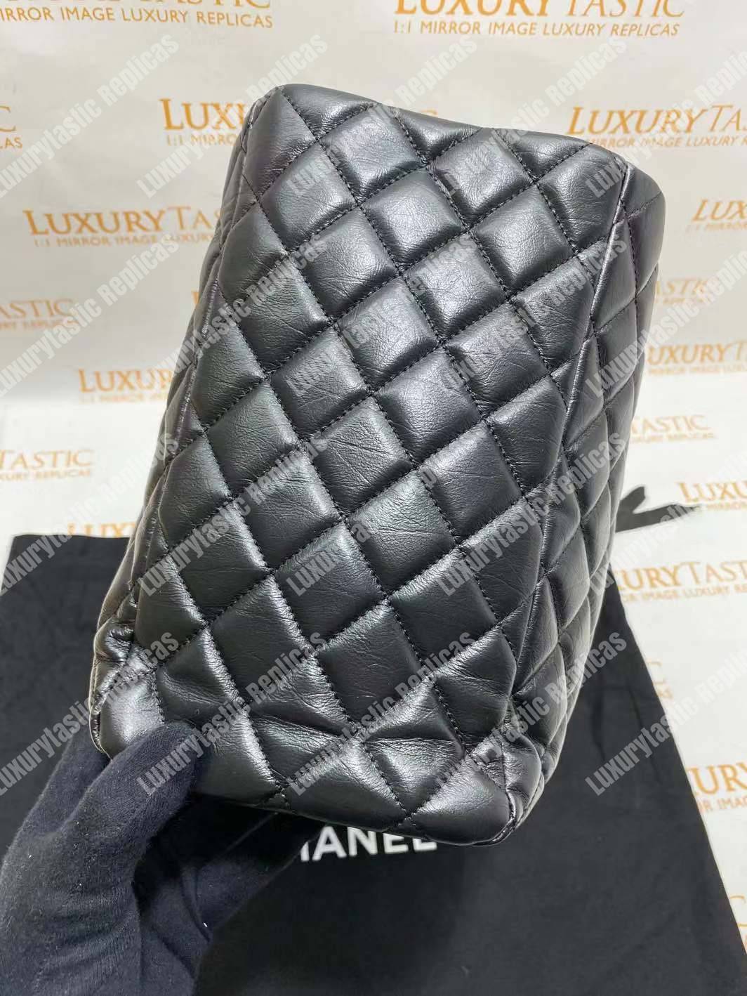 Ch*el large shopping bag black (38cm)