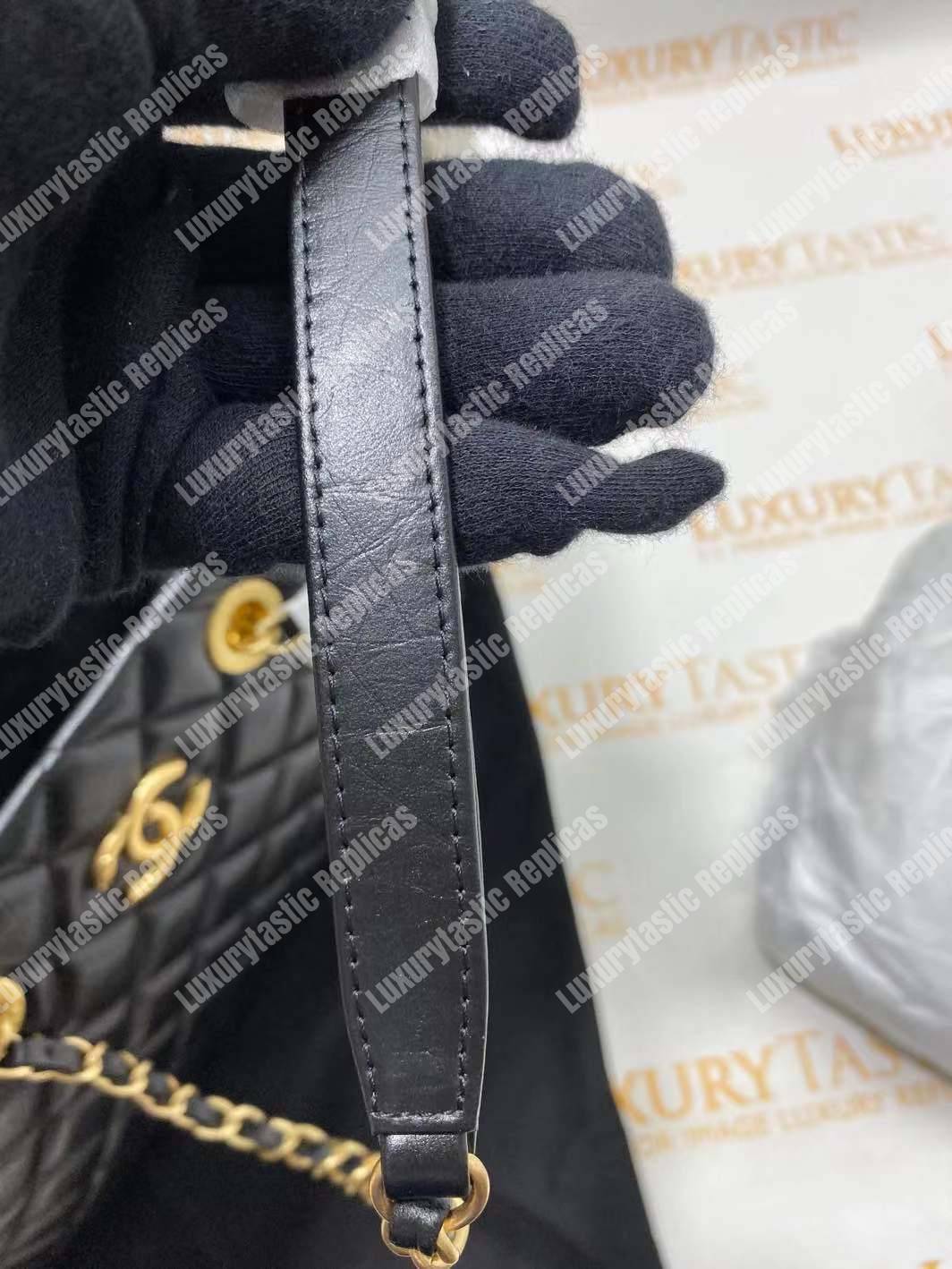 Ch*el large shopping bag black (38cm)