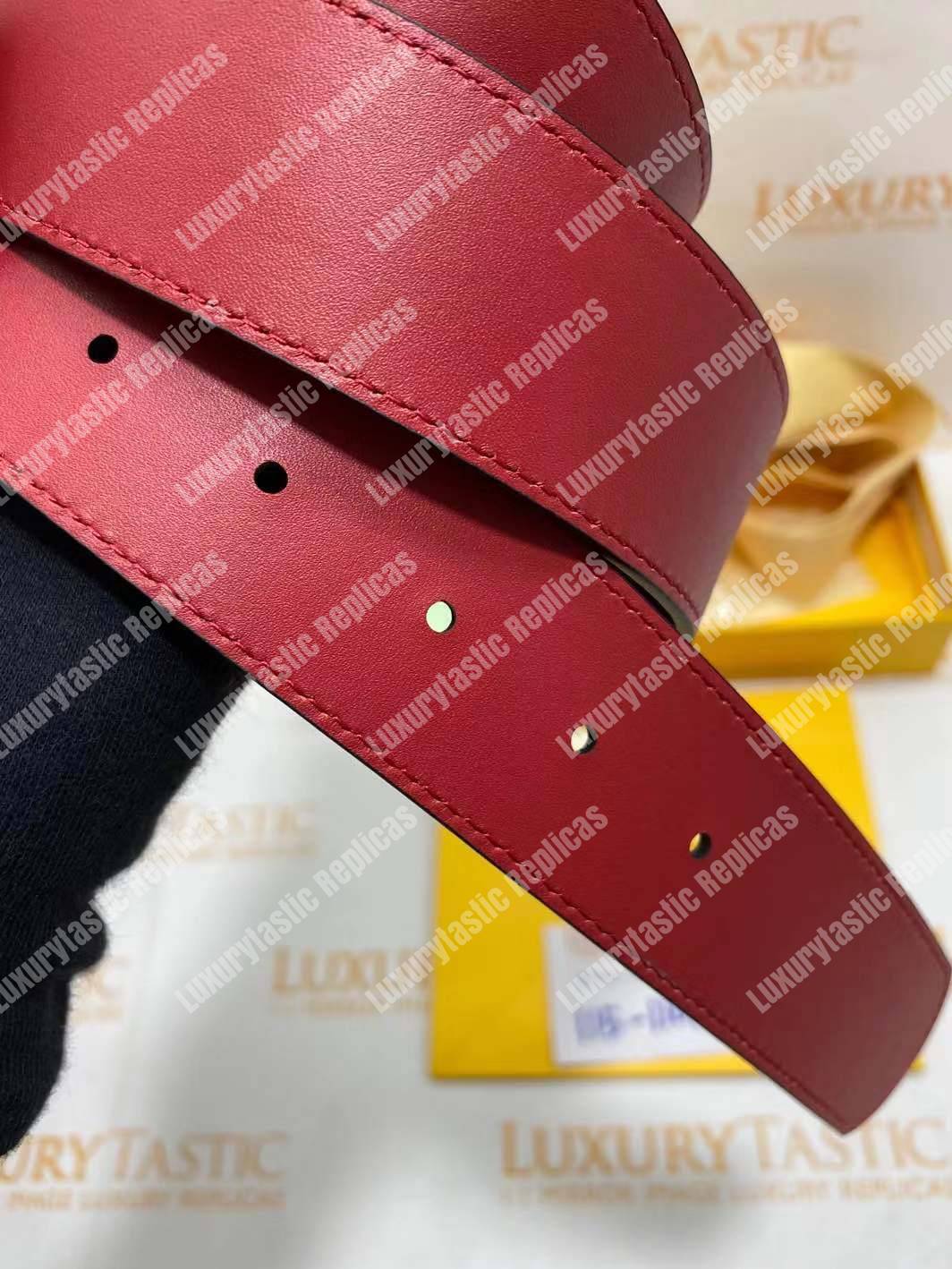 F**di red/black leather belt