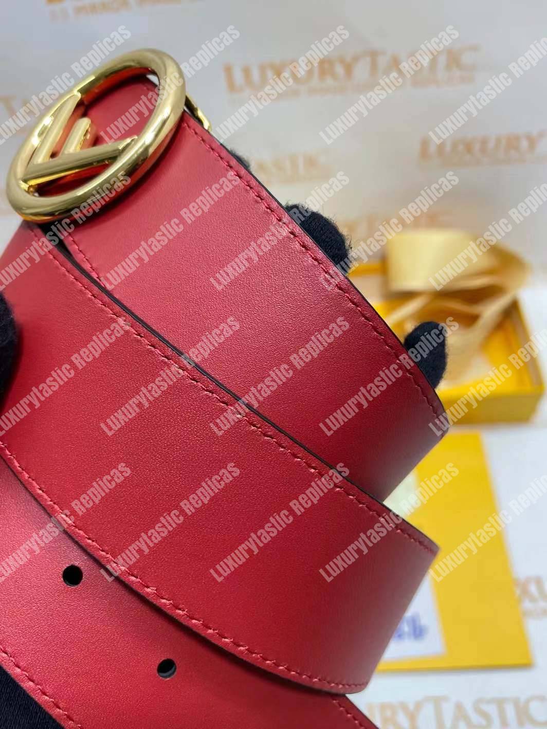 F**di red/black leather belt
