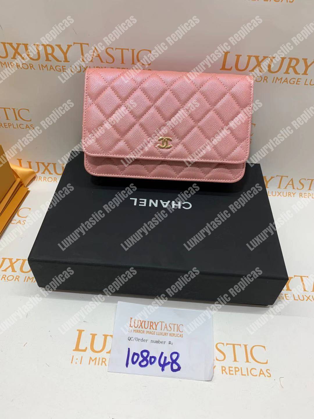 Ch*el wallet on chain – woc classic caviar silver-toned metal pink