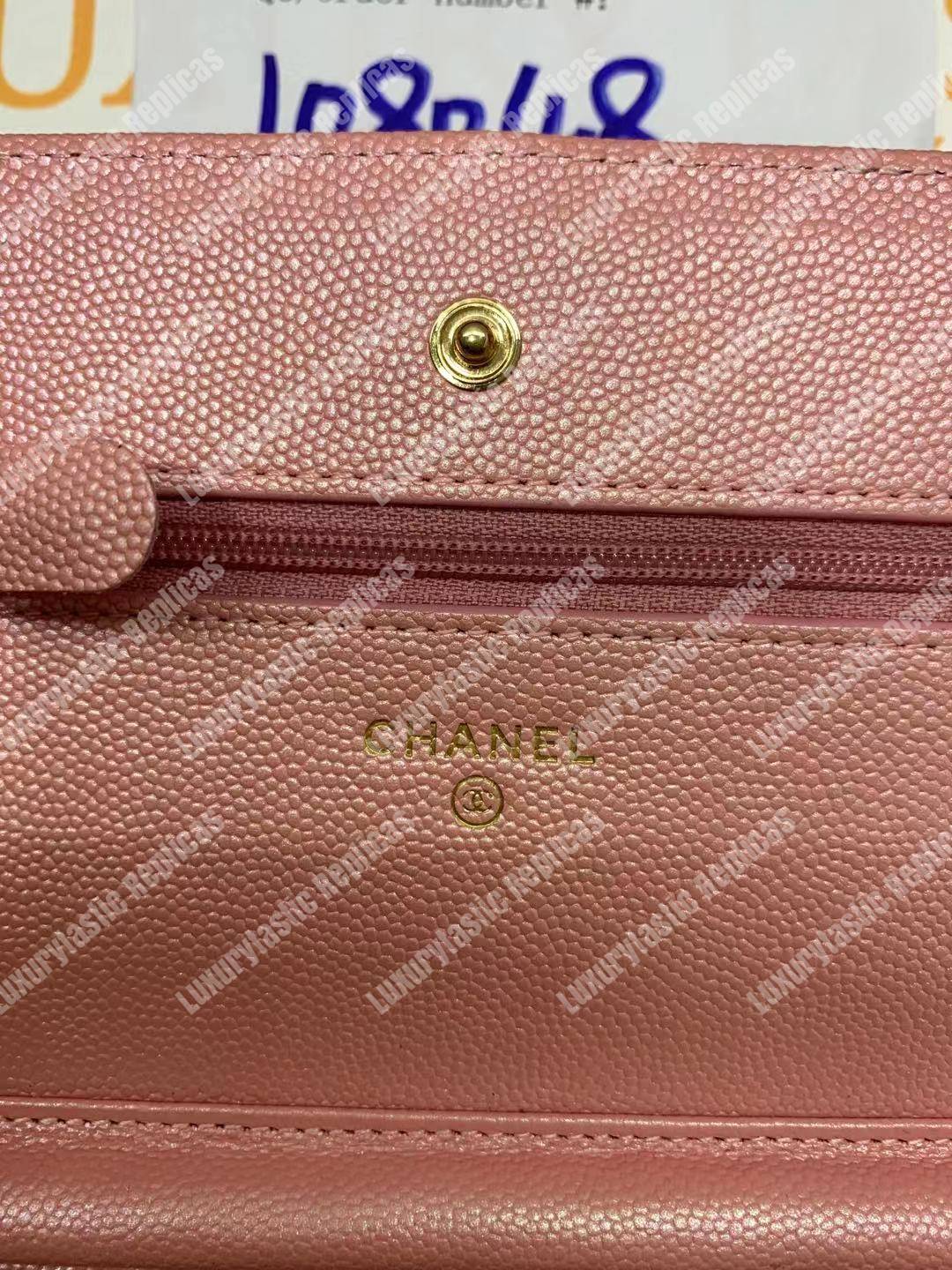 Ch*el wallet on chain – woc classic caviar silver-toned metal pink