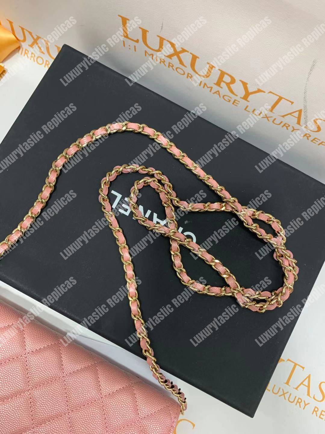 Ch*el wallet on chain – woc classic caviar silver-toned metal pink