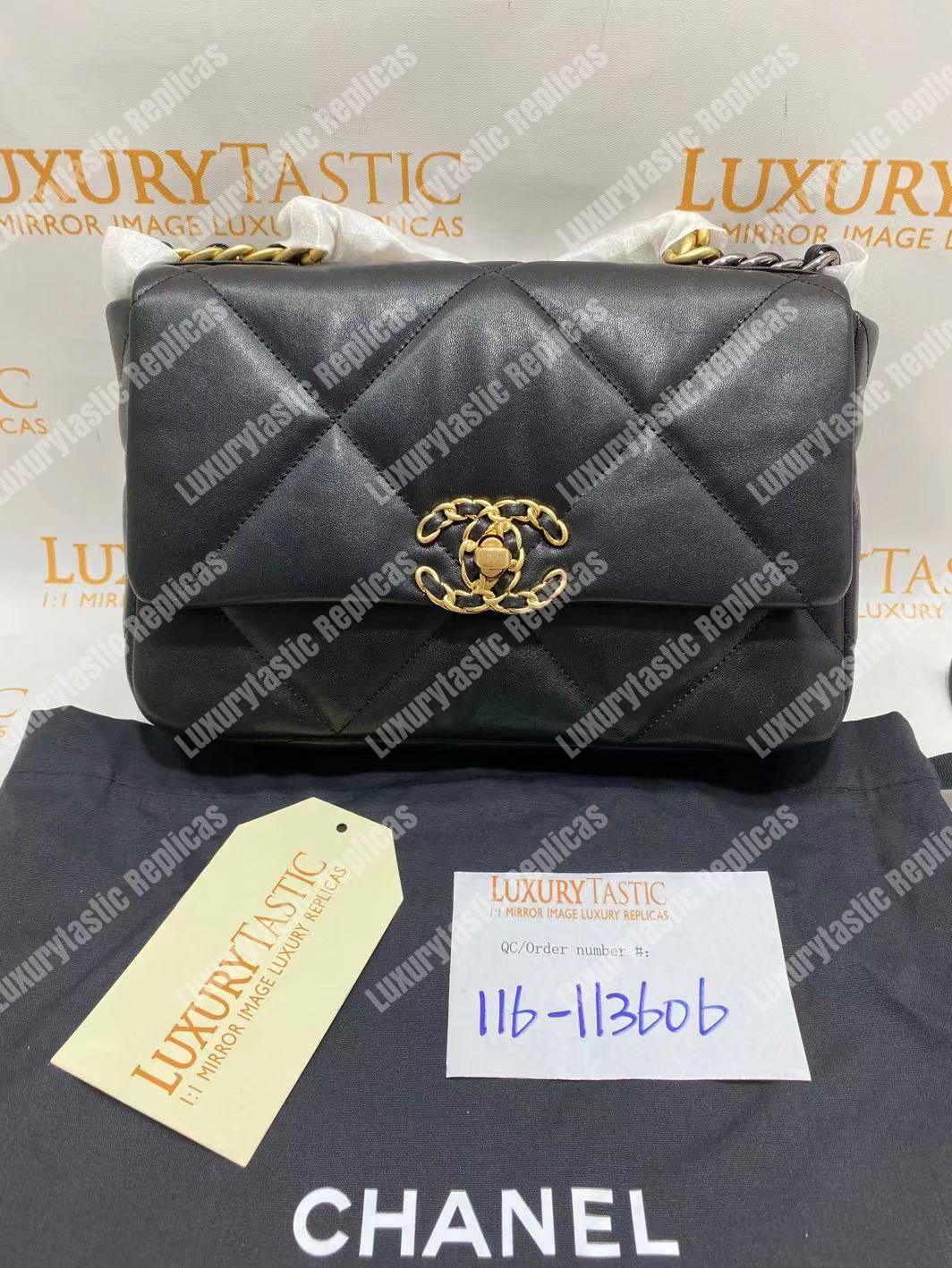 Ch*el 19 large flap bag black