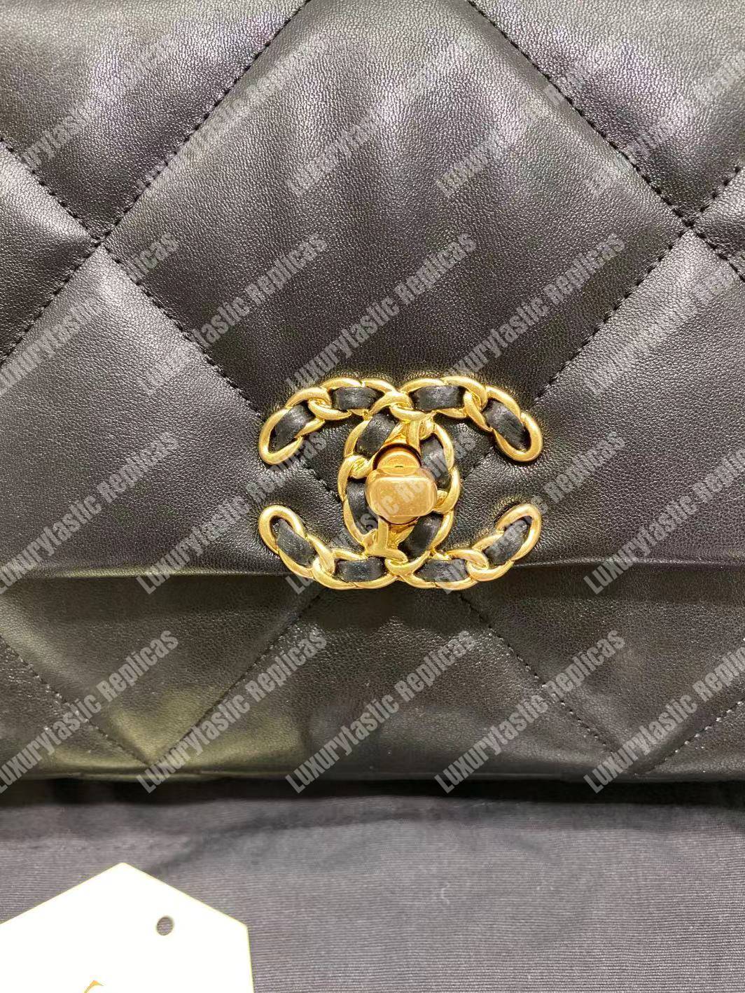 Ch*el 19 large flap bag black