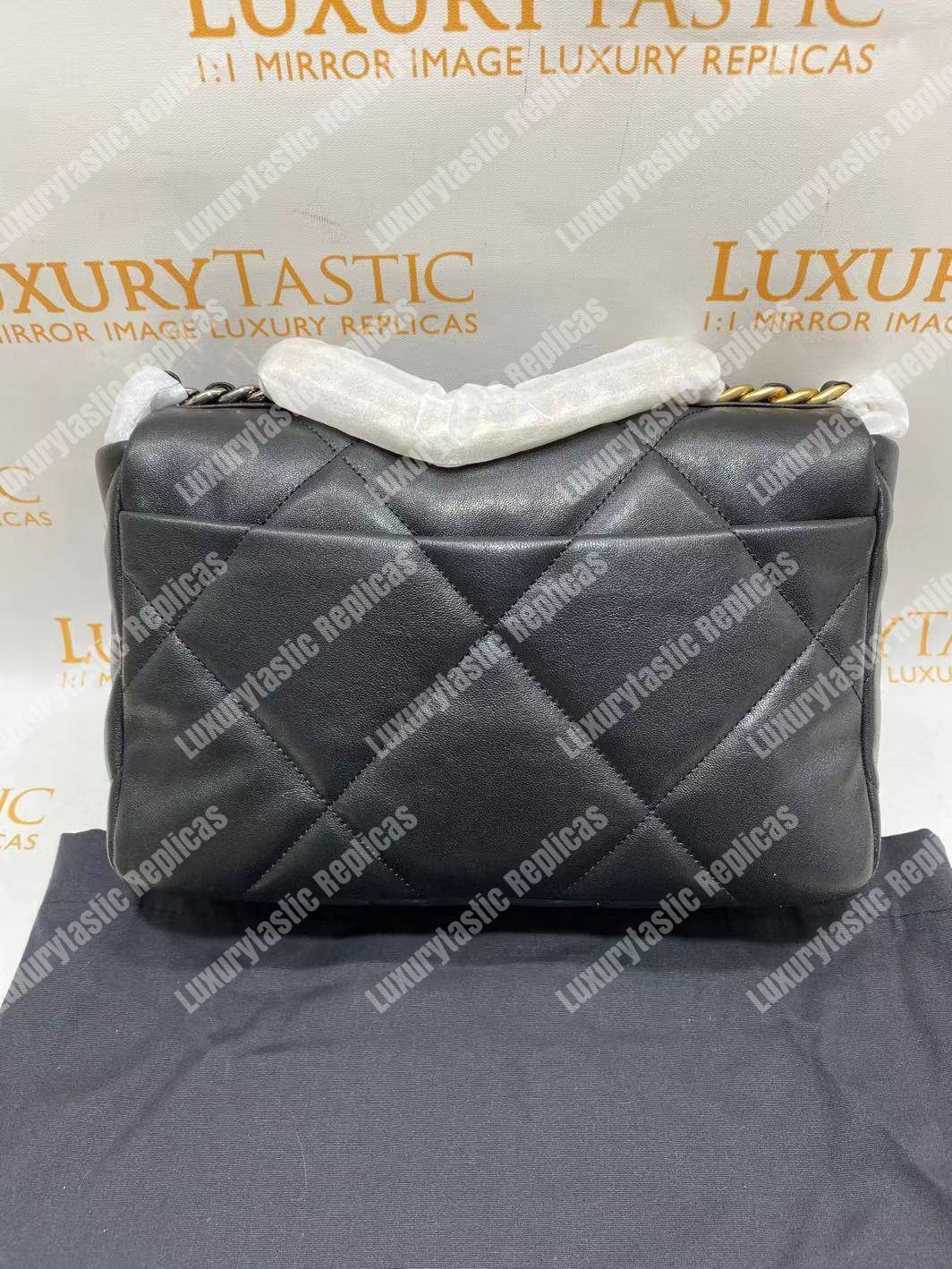 Ch*el 19 large flap bag black
