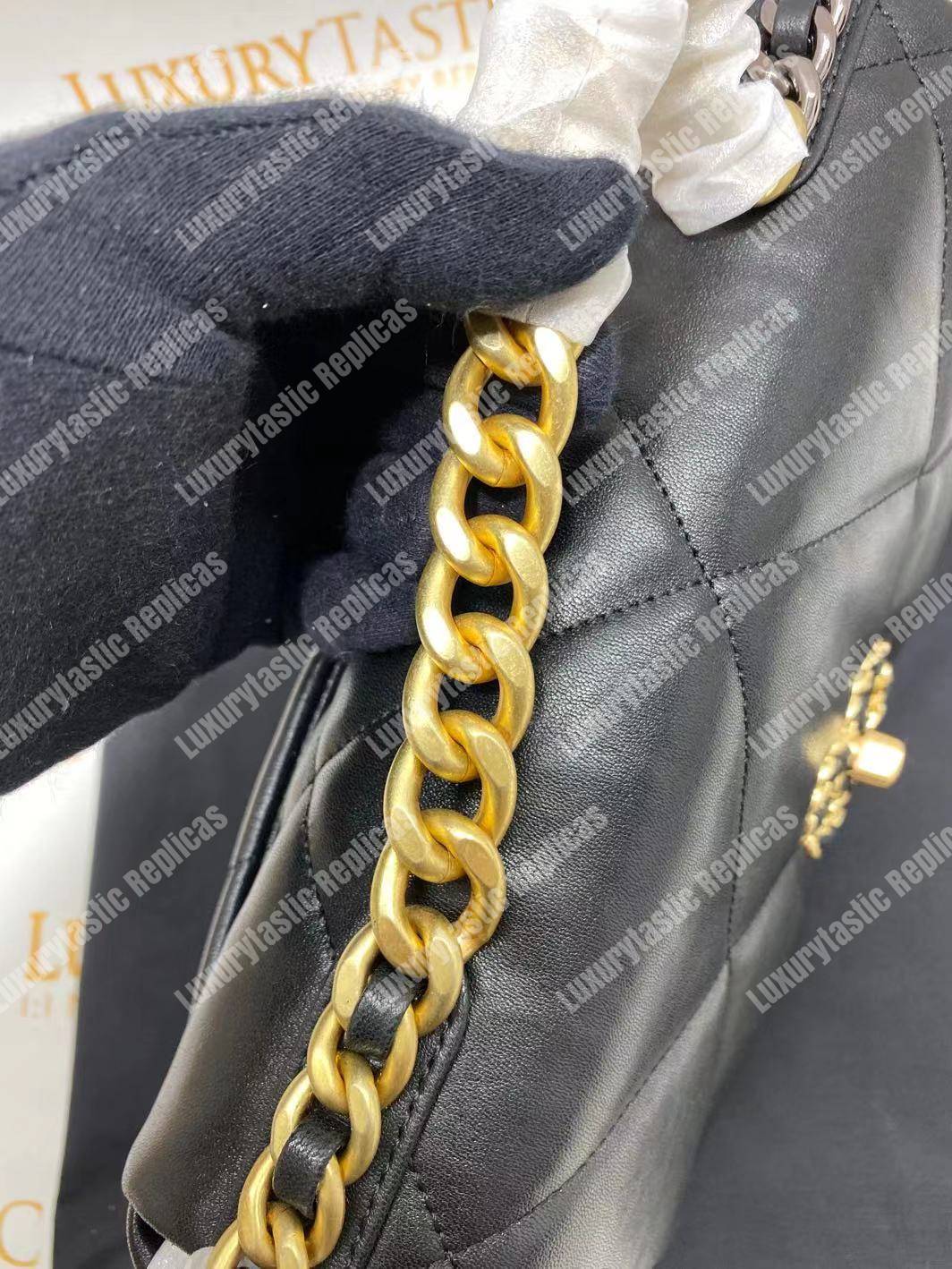 Ch*el 19 large flap bag black