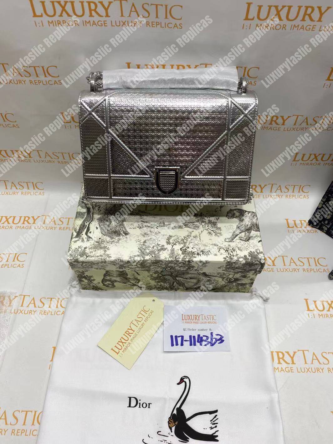 D*orama silver-toned metallic calfskin flap bag