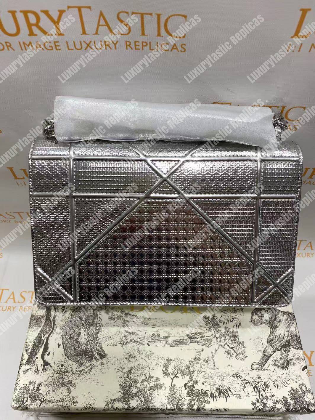 D*orama silver-toned metallic calfskin flap bag