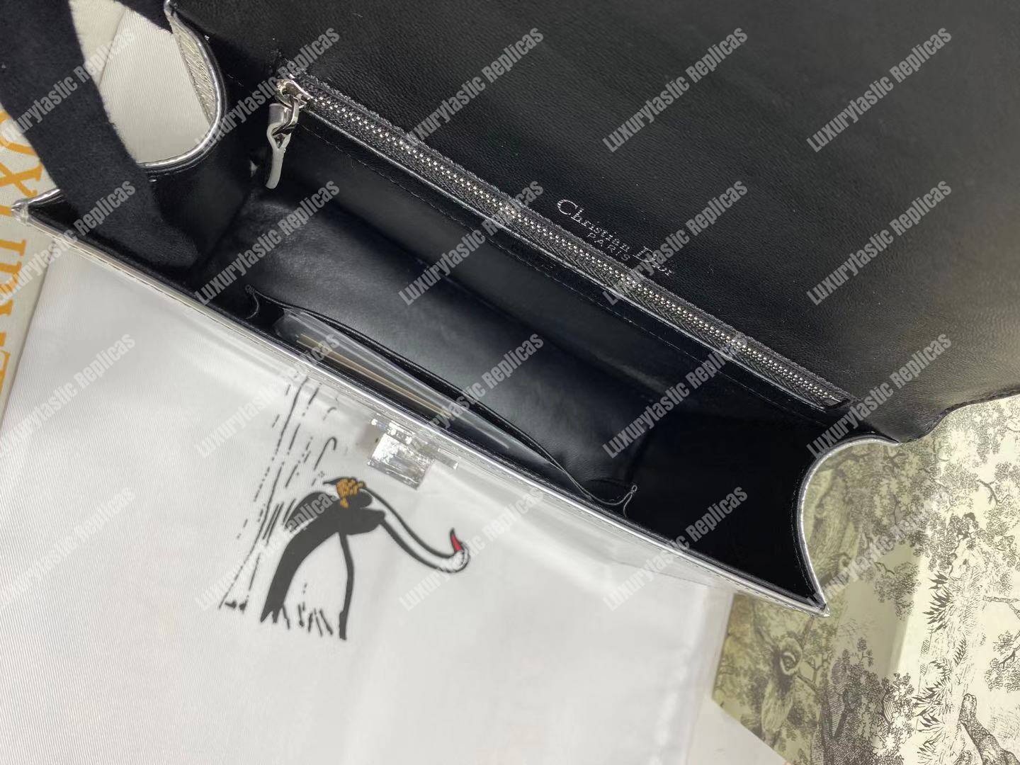 D*orama silver-toned metallic calfskin flap bag