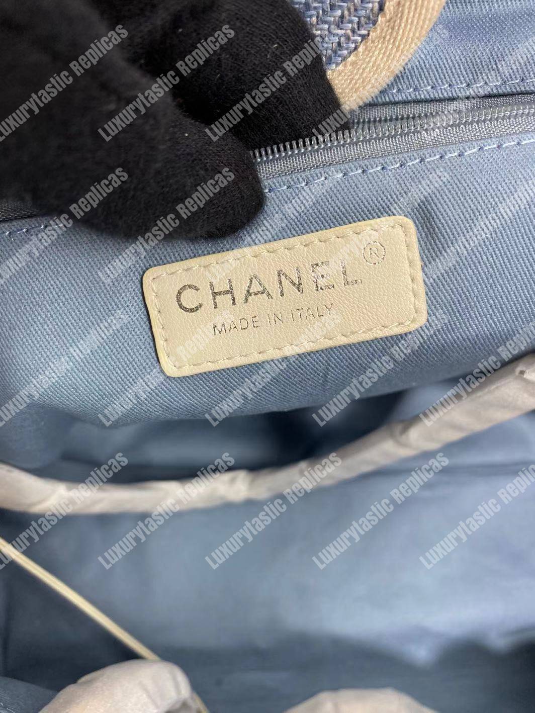 Ch*el deauville fabric tote blue/baige