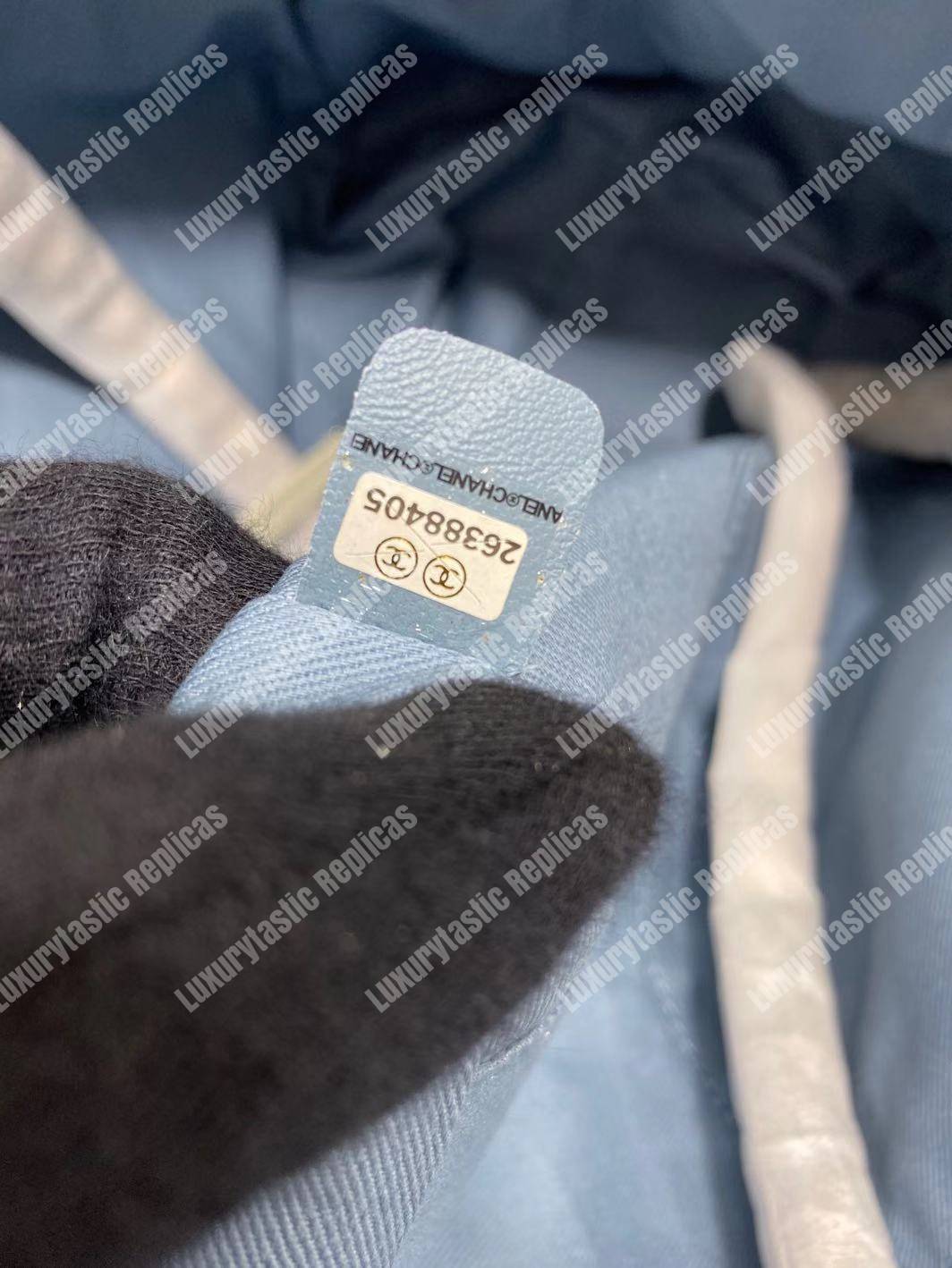 Ch*el deauville fabric tote blue/baige