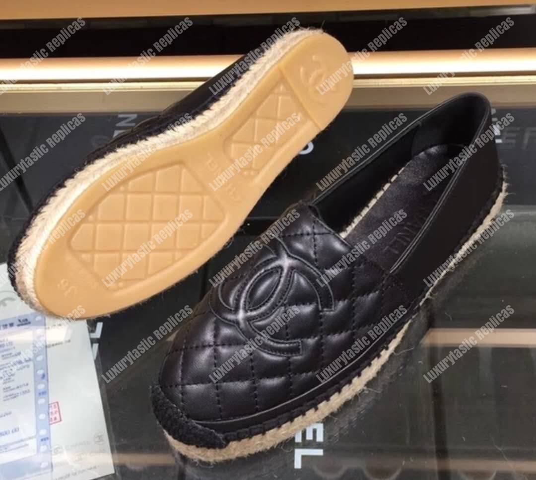 Ch*el lambskin black and white espadrilles