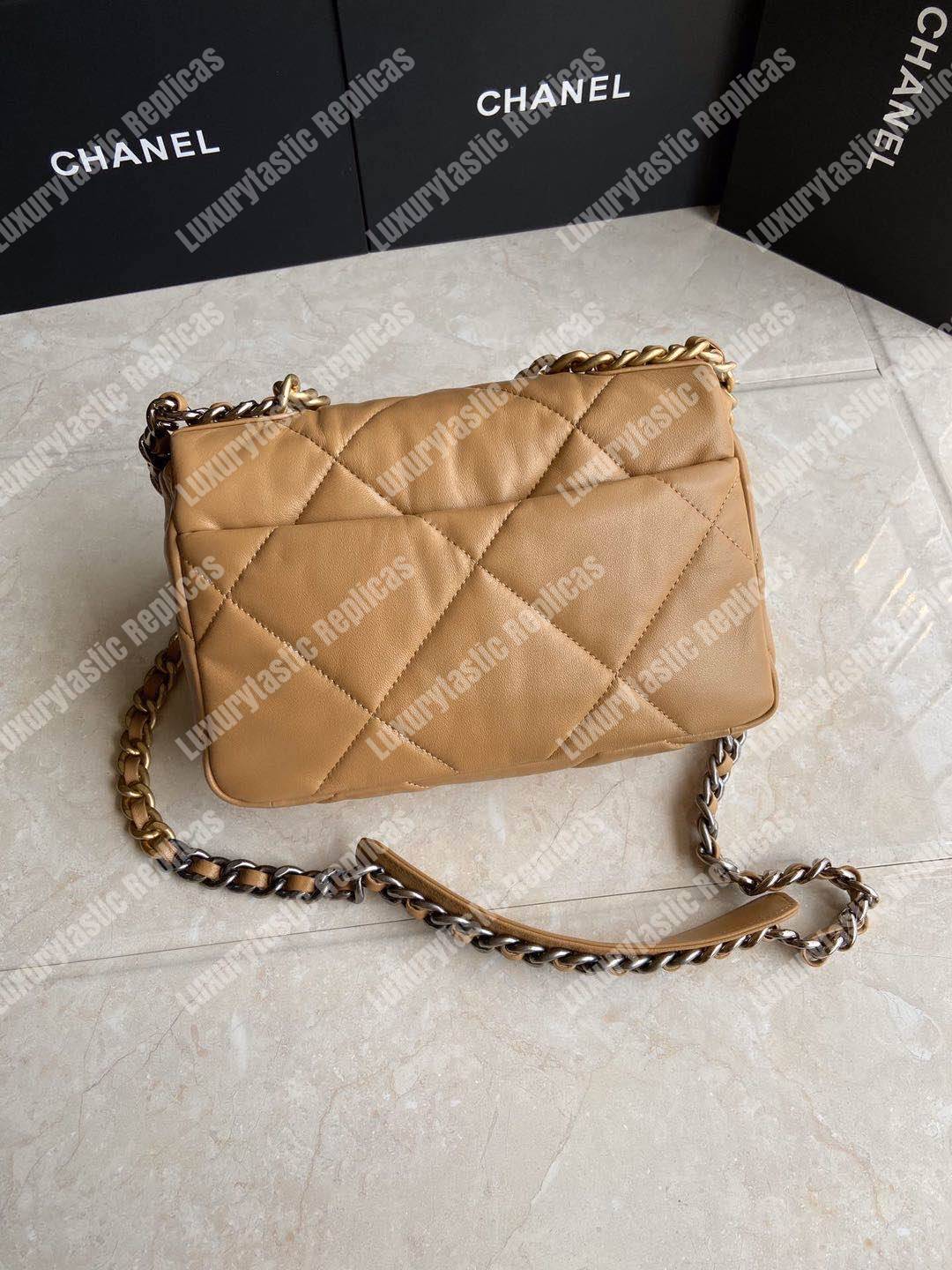 Ch*el 19 flap bag dark beige