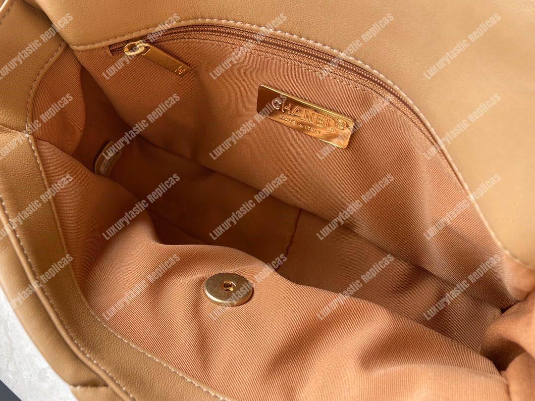 Ch*el 19 flap bag dark beige