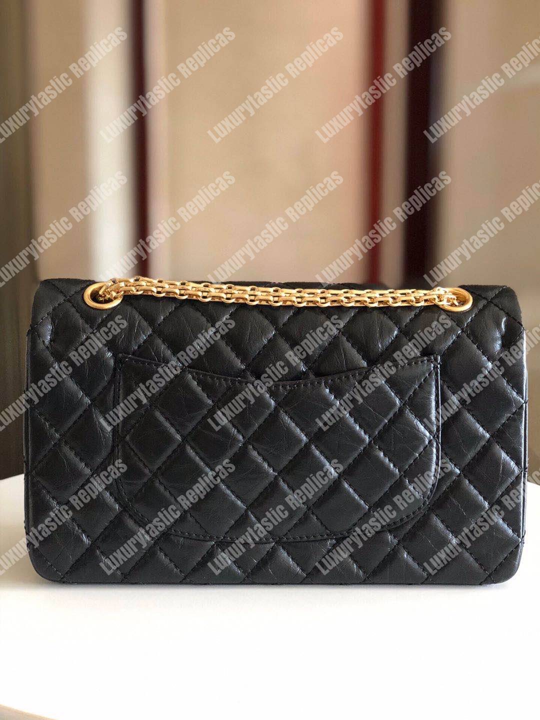 Ch*el 2.55 handbag aged calfskin black