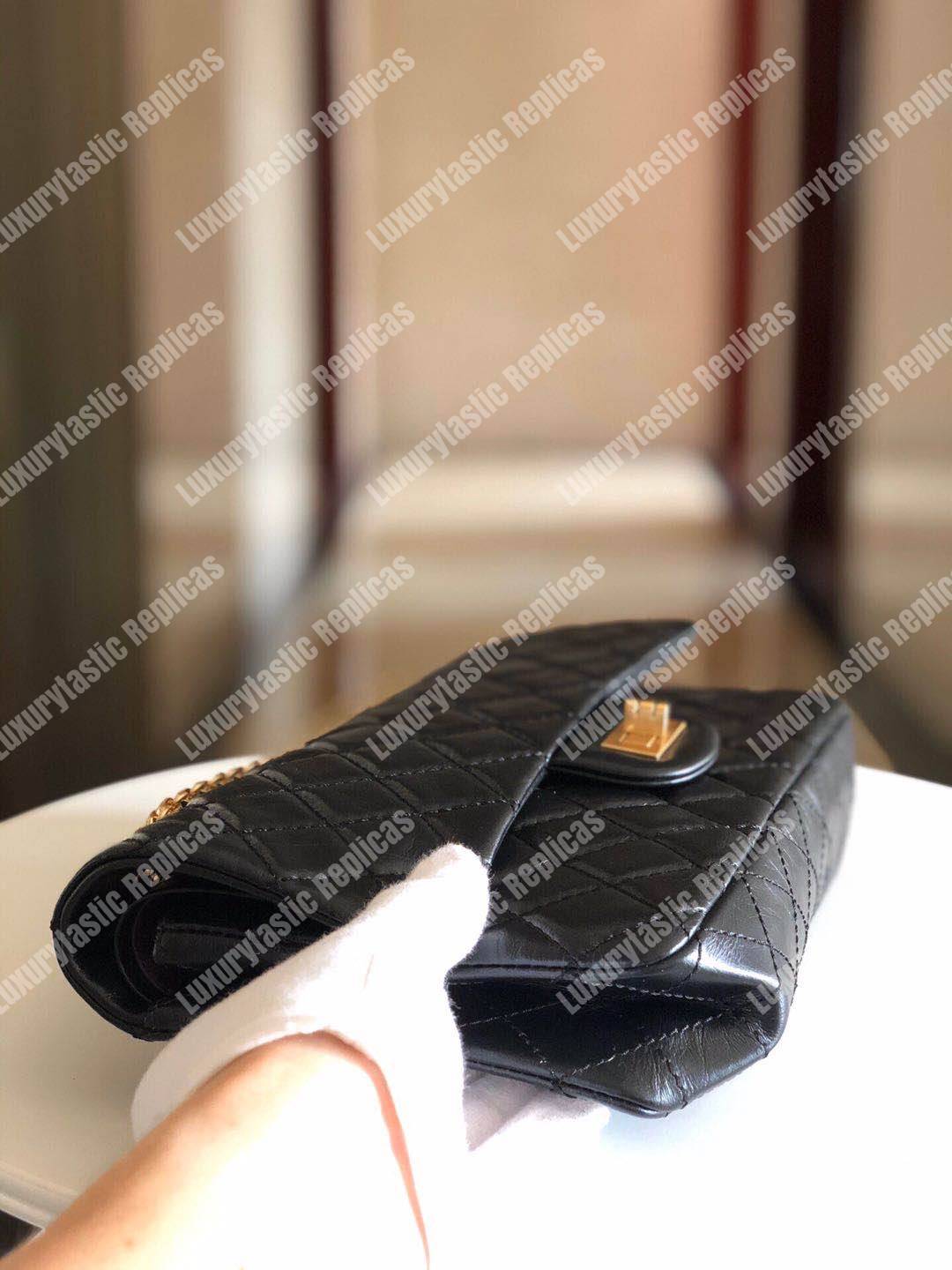 Ch*el 2.55 handbag aged calfskin black