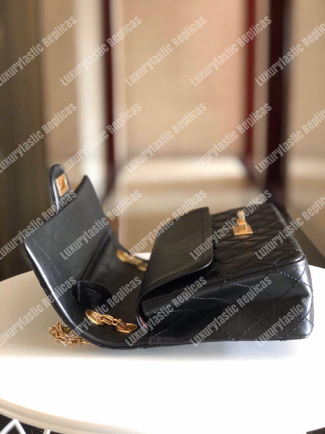 Ch*el 2.55 handbag aged calfskin black