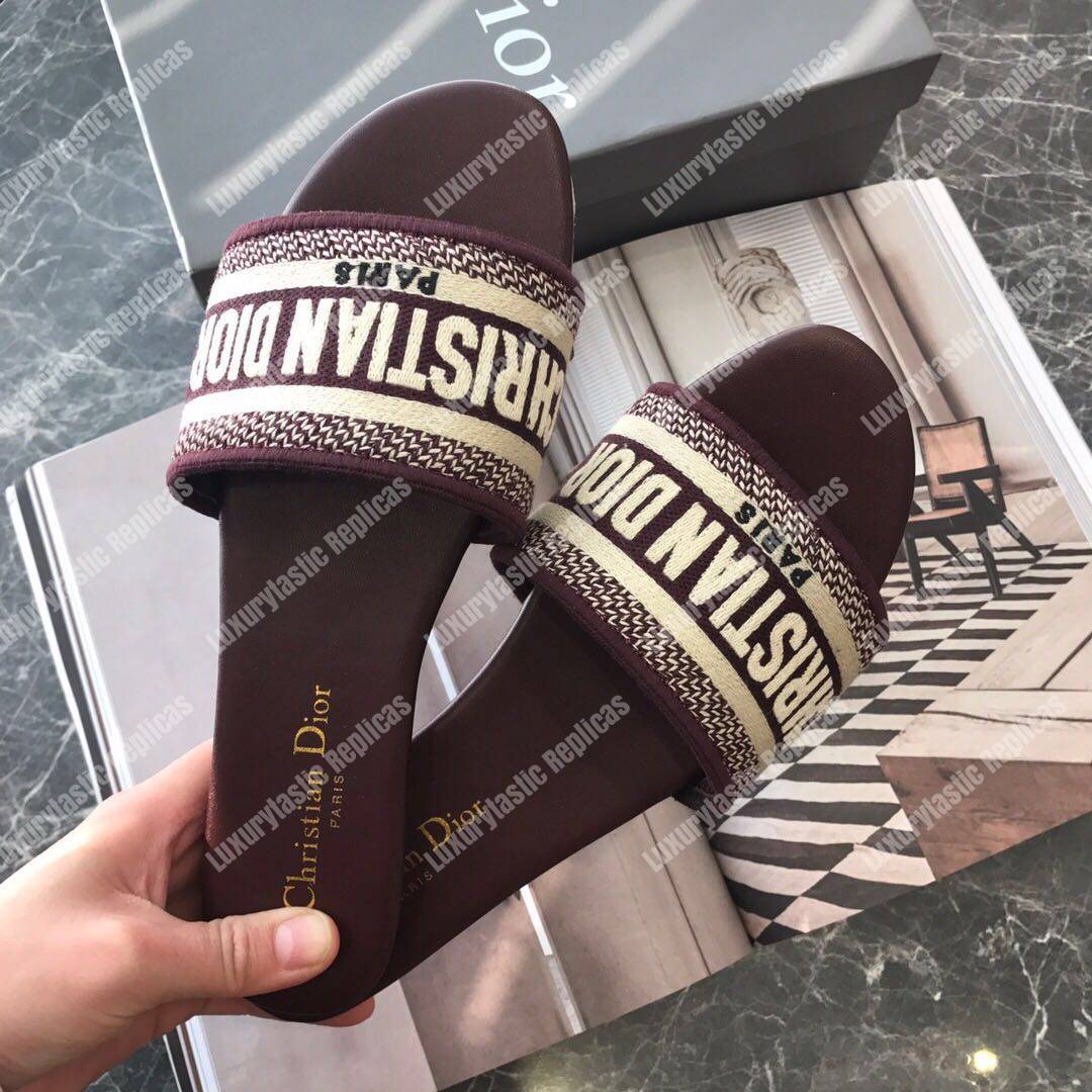 D*or dway embroidered cotton mule maroon