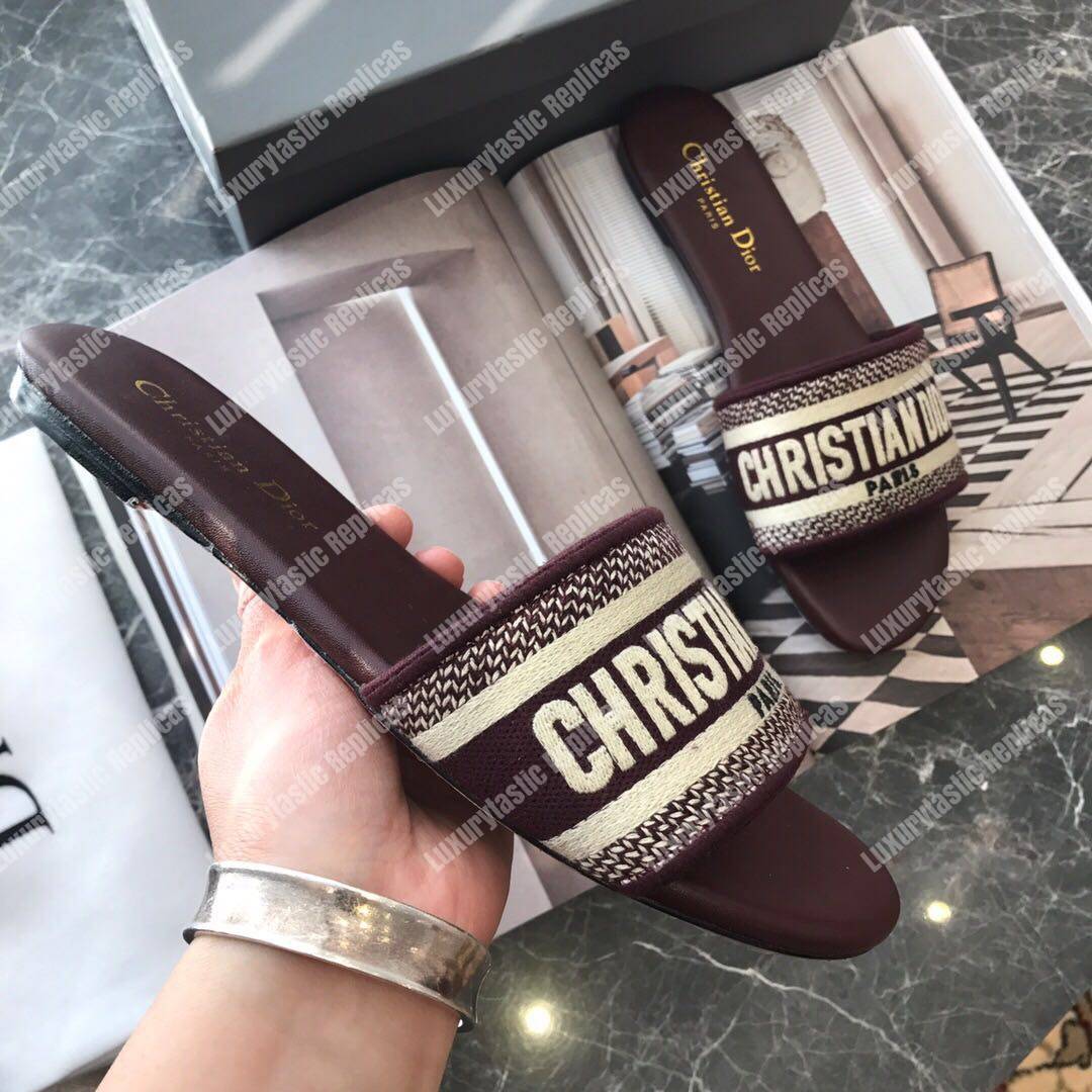 D*or dway embroidered cotton mule maroon