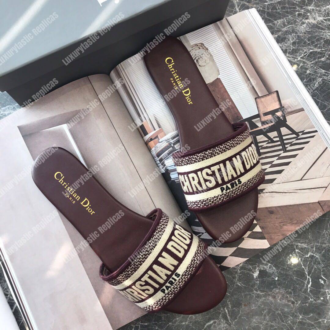 D*or dway embroidered cotton mule maroon