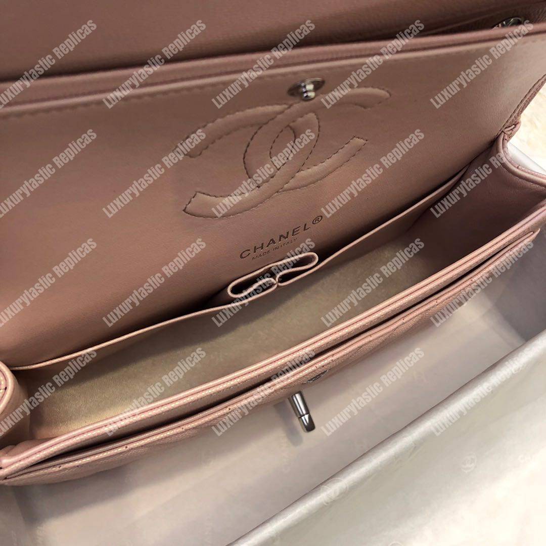 Ch*el rectangular flap chevron iridescent pink