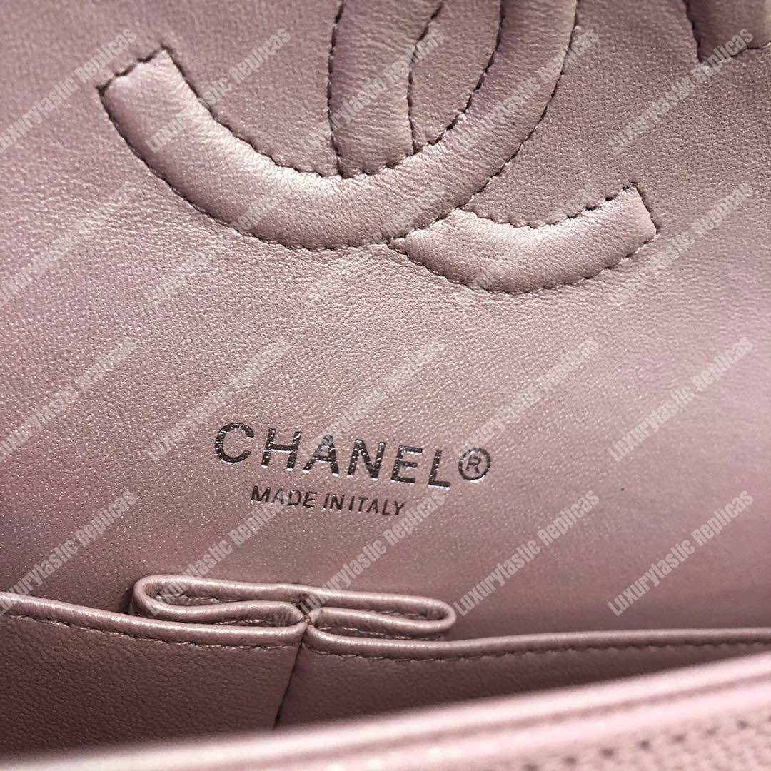 Ch*el rectangular flap chevron iridescent pink