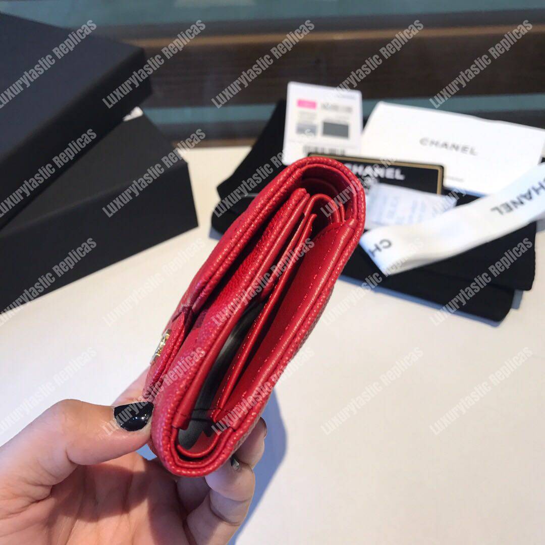 Ch*el classic small flap wallet red