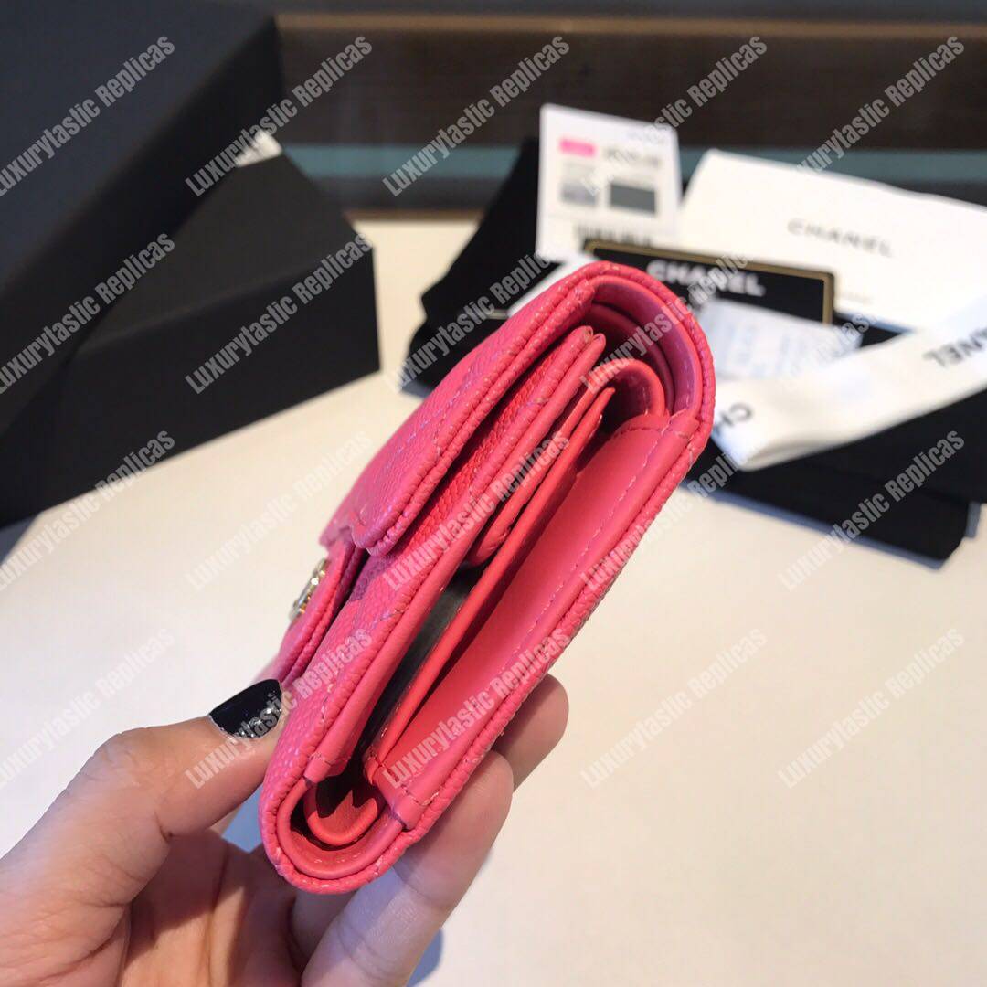Ch*el classic small flap wallet pink