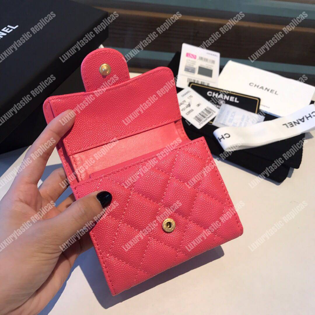 Ch*el classic small flap wallet pink