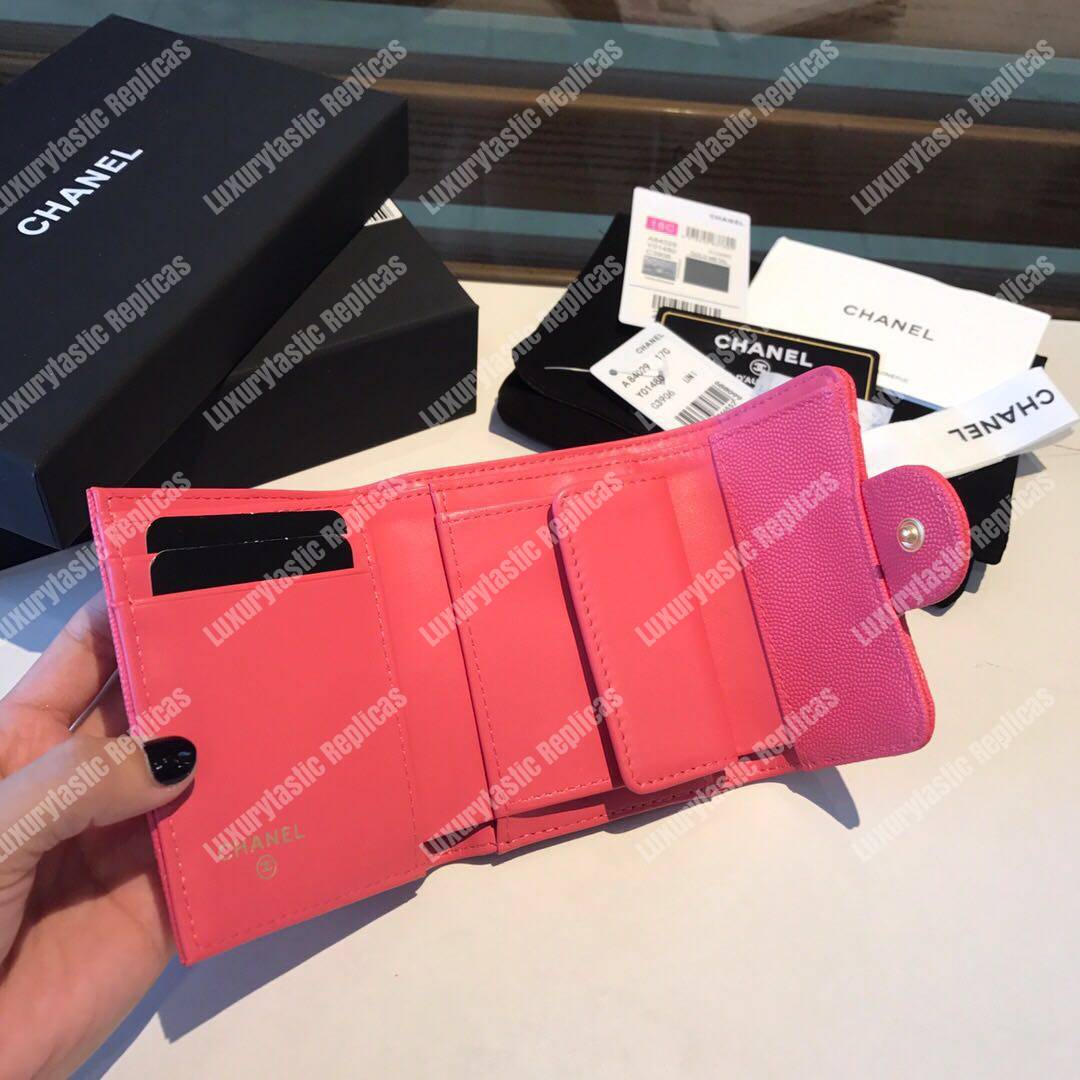 Ch*el classic small flap wallet pink