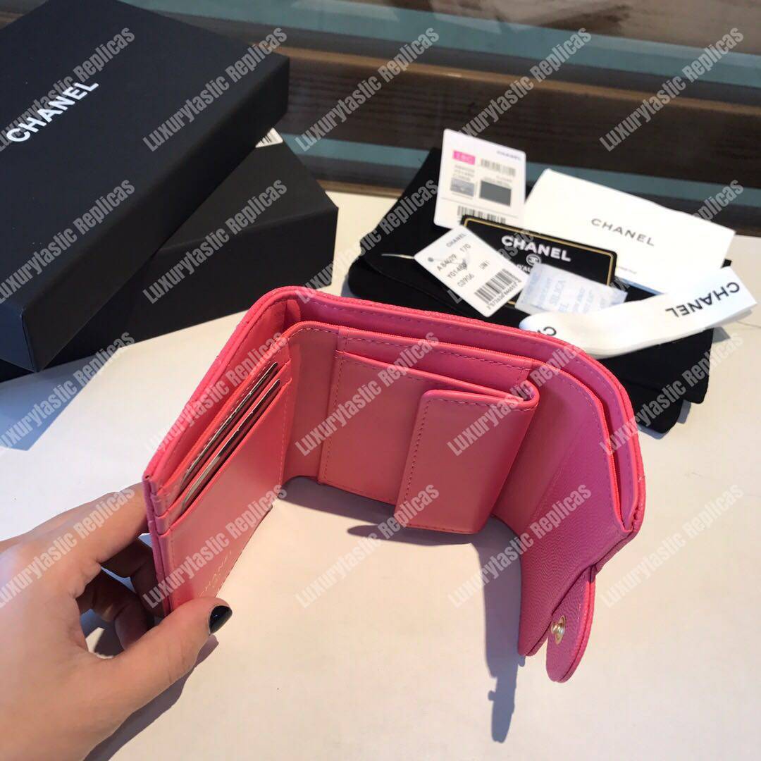 Ch*el classic small flap wallet pink