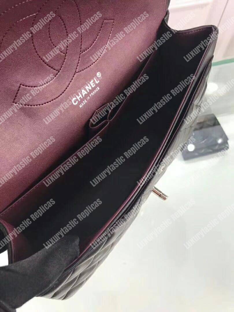 Ch*el classic jumbo double flap bag black silver hardware