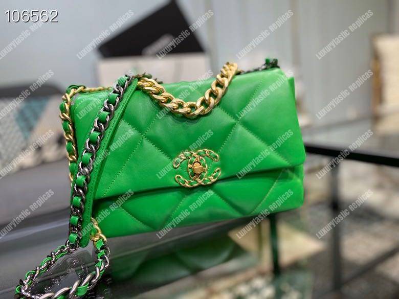 Ch*el 19 maxi flap bag green