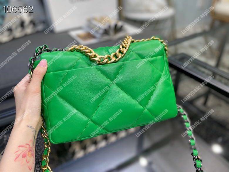Ch*el 19 maxi flap bag green