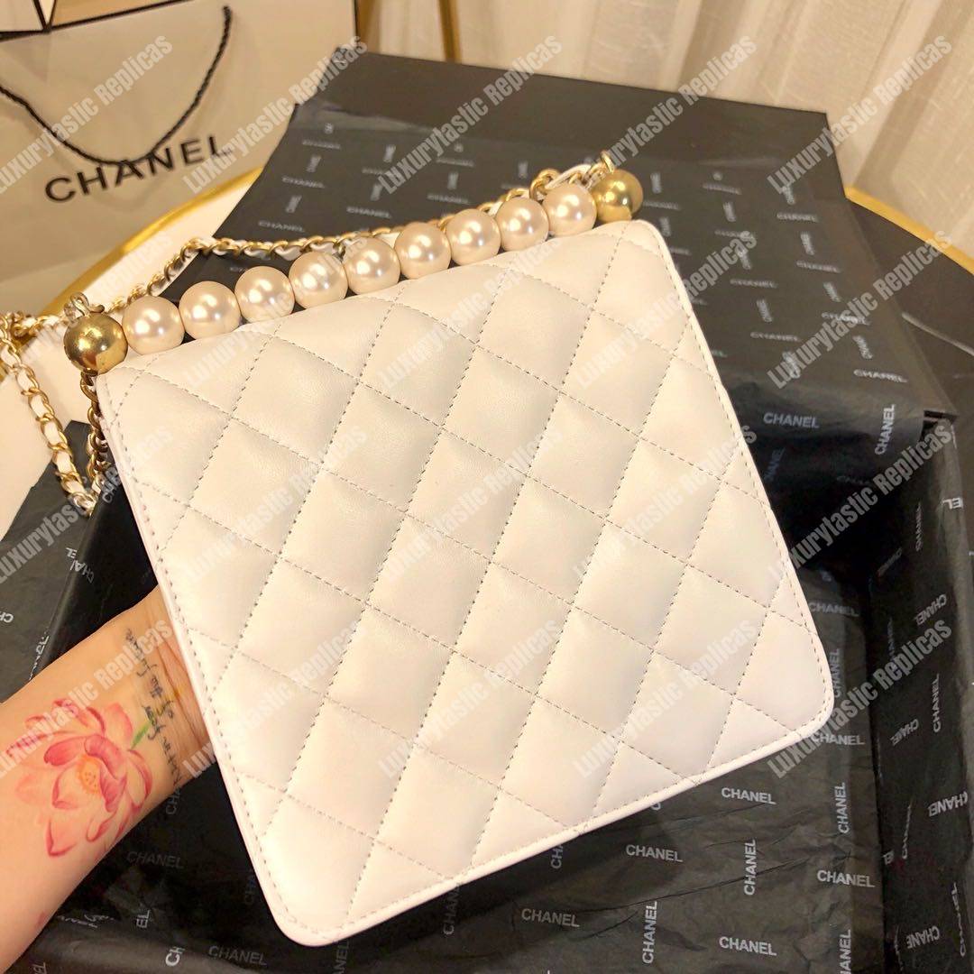 Ch*el flap bag white goatskin