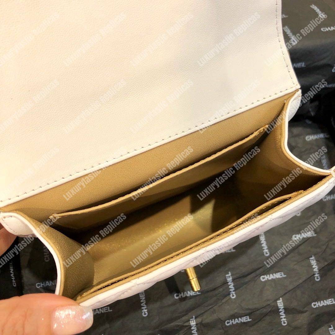 Ch*el flap bag white goatskin