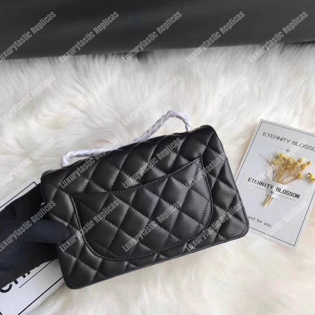 Ch*el mini flap bag black lambskin gold hardware