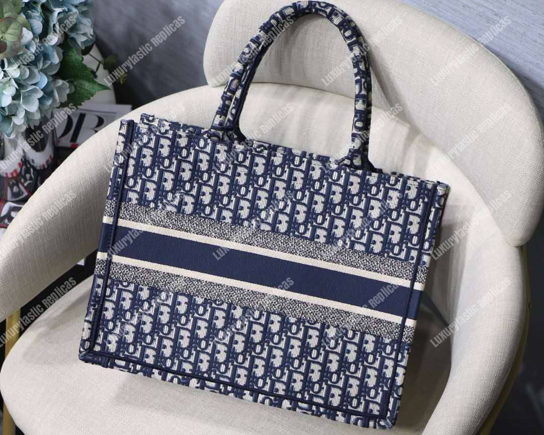 D*or small blue D*or oblique embroidered D*or book tote