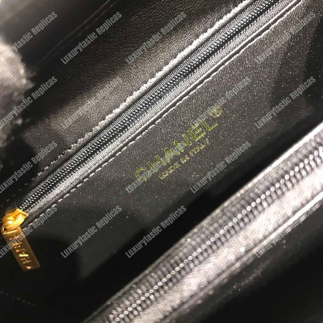 Ch*el filigree vanity case quilted medium navy blue