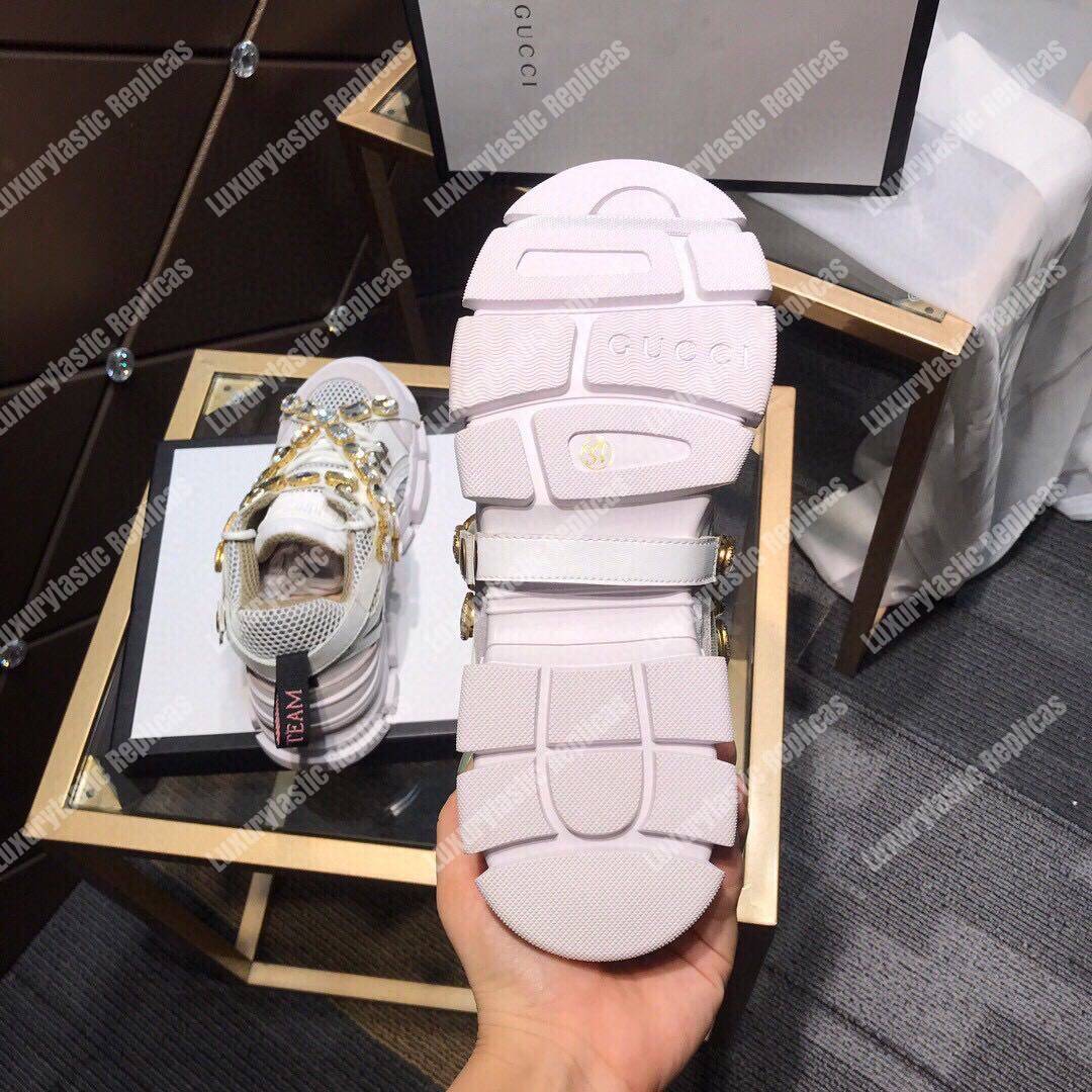 Ch*el women’s flashtrek sneaker with removable crystals white